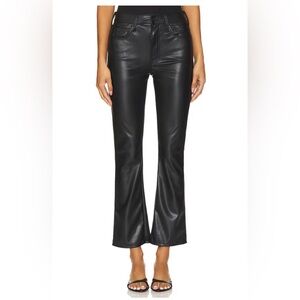 MOTHER The Insider Flood Black Faux Leather Flare Pants